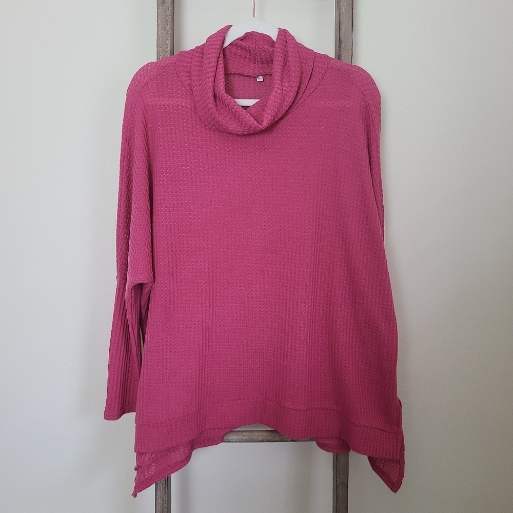 ⭐️40% Off⭐️ Rose Waffle Knit Cowl Neck Light Sweater